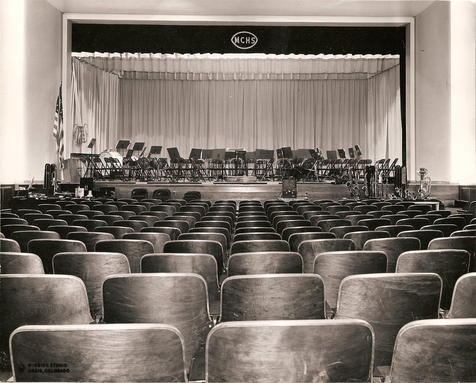 Looking inside the auditorium.  Where's Charlie Brown?  Photo provided by the Museum of Northwest Colorado.  Thanks