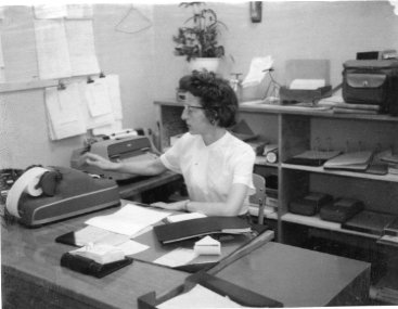 Our school secretary, Mrs. Waters, hard at work.  Photo provided by the Museum of Northwest Colorado.  Thanks